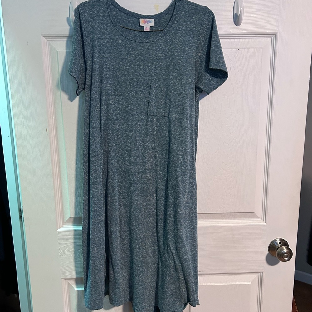 LuLaRoe Gray Midi T-Shirt Dress Casual Crew Neck